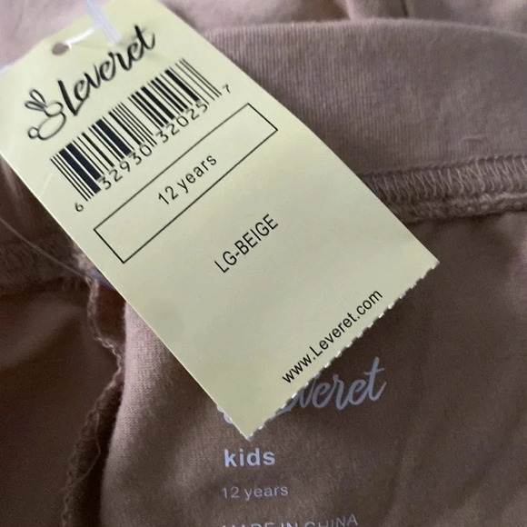 LEVERET NEW NWT GIRLS KHAKI TAN LEGGINGS PANTS SUMMER CASUAL SIZE 12 YEARS - Picture 3 of 4